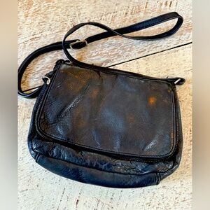 margot Black Leather Crossbody Bag